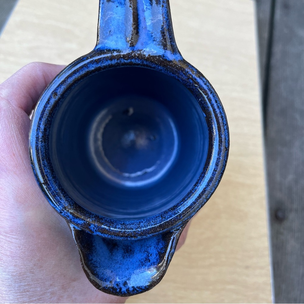 Handmade Ceramic Pitcher In Blue & Brown - Picture 7 of 15
